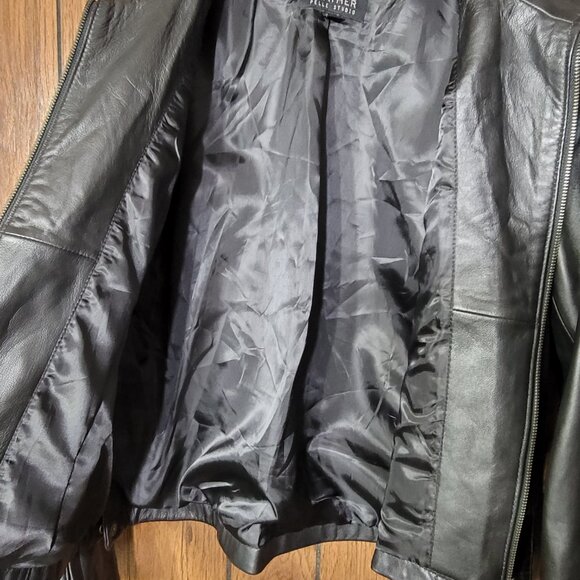Wilsons Leather Pelle Women XL Black Full Zip Leather Jacket Moto Biker Vintage - Picture 11 of 14